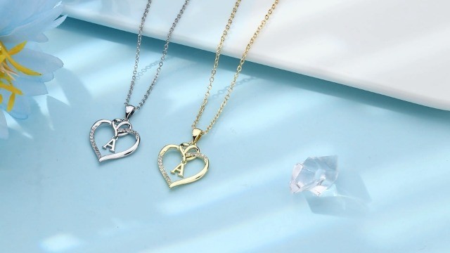 Heart Initial Necklaces for Women & Girls – 14K Gold-Plated A-Z Jewelry Gift for