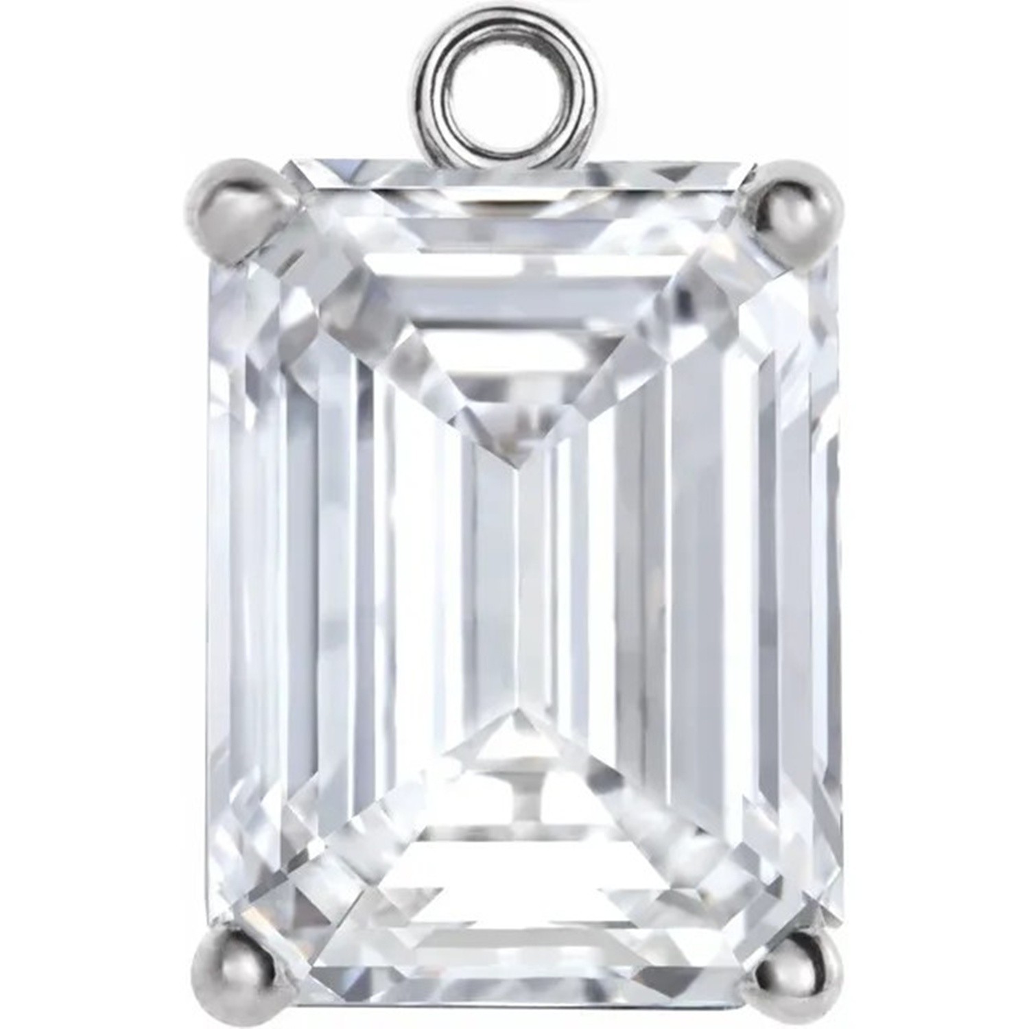 Emerald Cut Dangle Mounting Sterling Silver 4 Prong Basket Design Setting USA