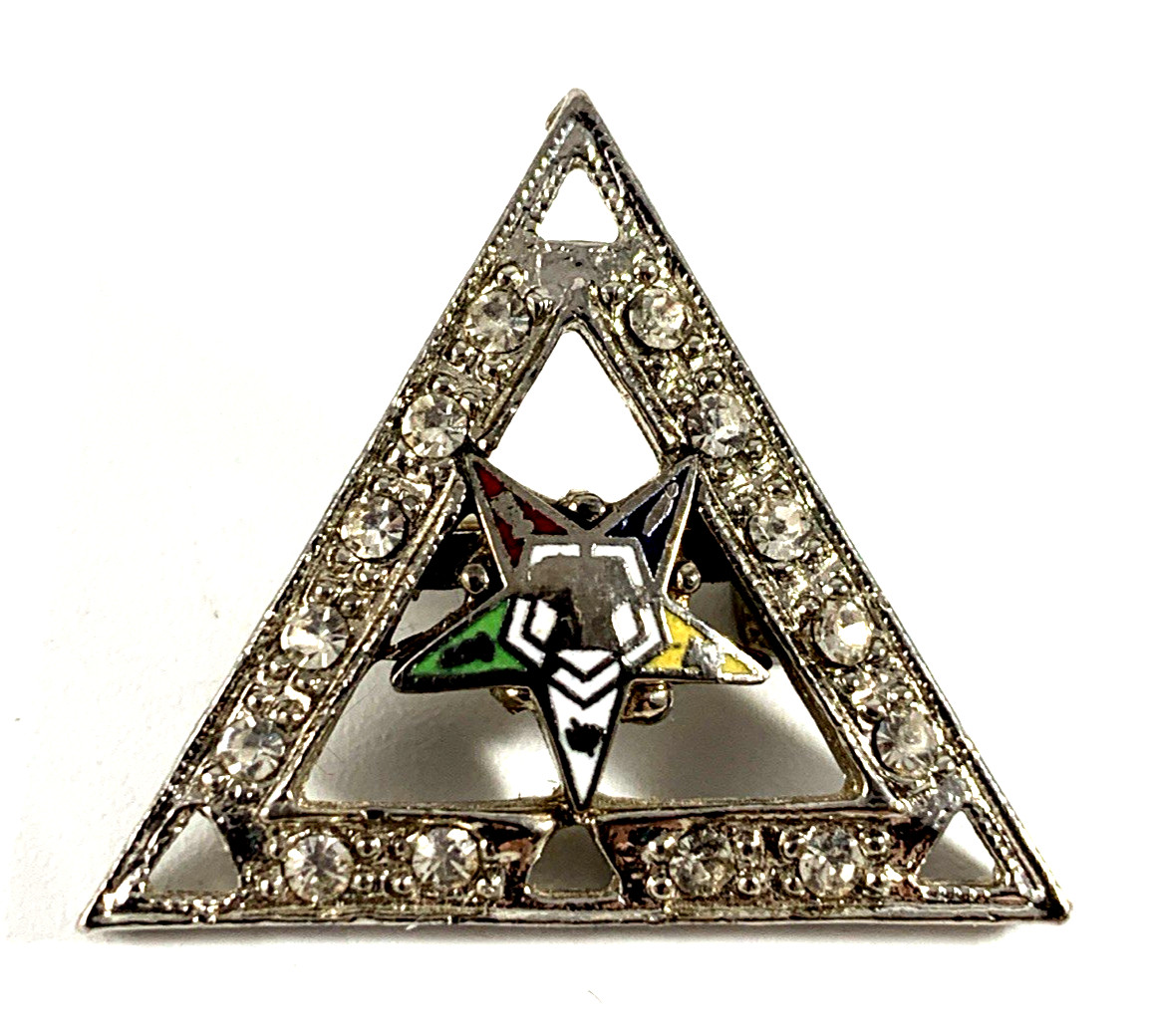 Order Eastern Star (OES) | Rhinestone Pin | Costume | 1″ | Silvertone | Vintage