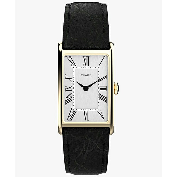 Timex 1976 Lexington Reissue TW2Y56200 Gold Dress Watch Black Leather Strap Box