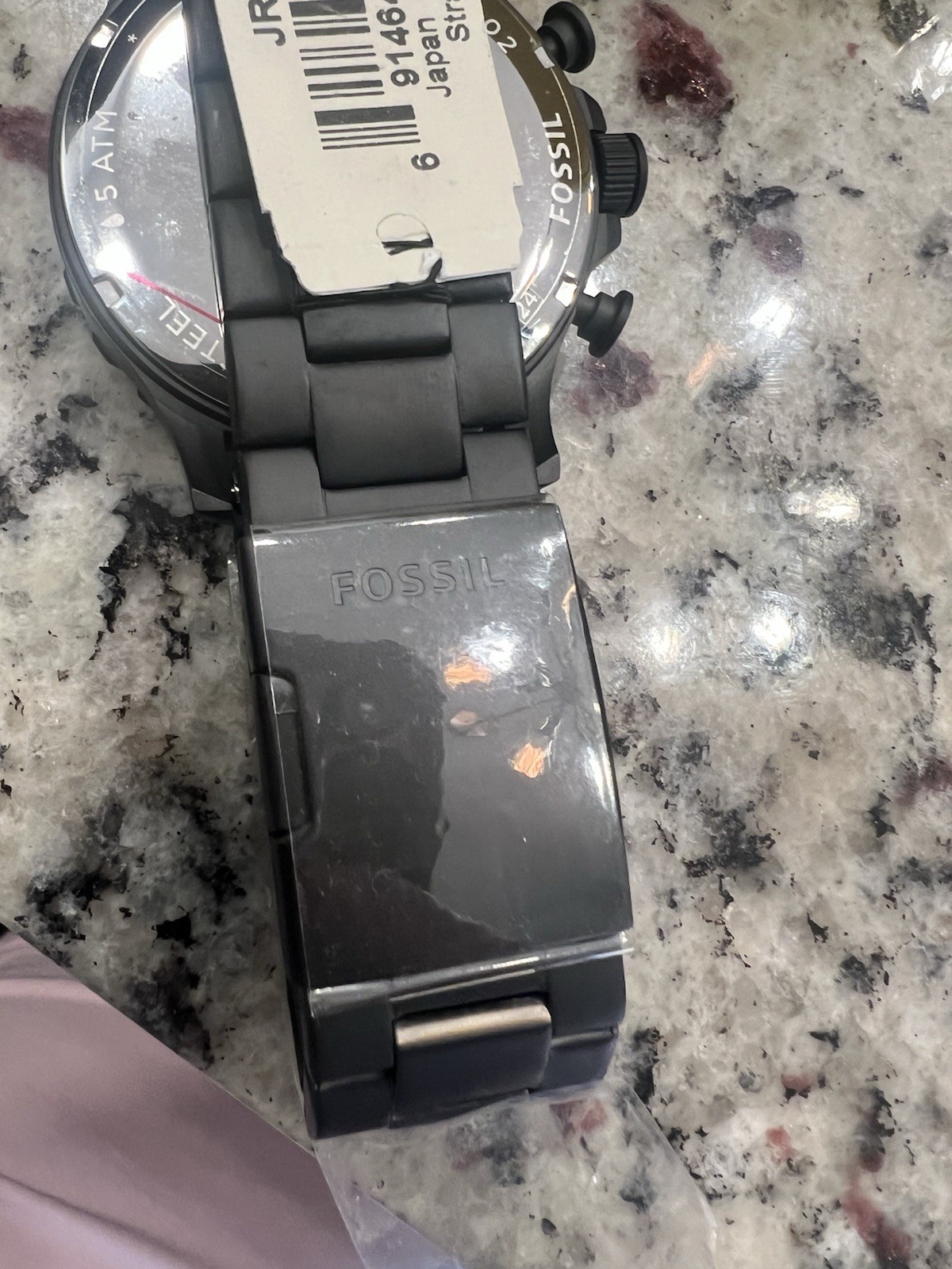 Fossil Nate Chronograph Men’s Watch Black Stainless Steel JR1401 NWT MSRP $195