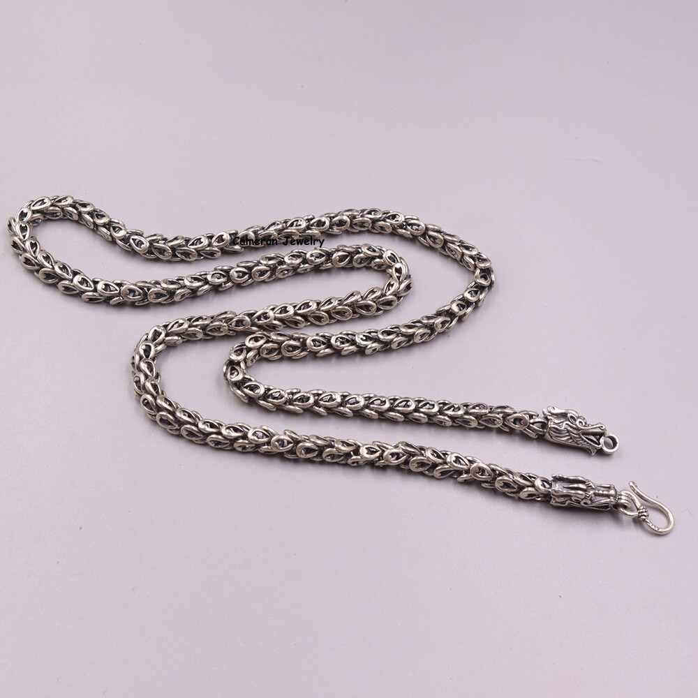 Solid 925 Sterling Silver Chain Dragon Phoenix Tail Link Necklace 57-58g 23.6in