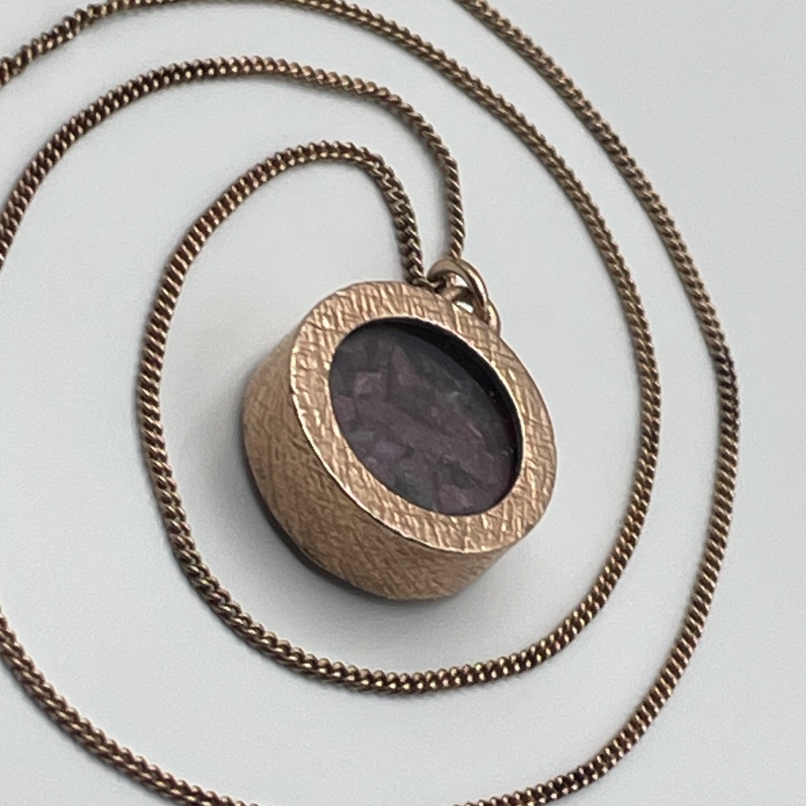 Rose gold on sterling silver/ruby amulet pendant and ‘925’ chain necklace 10.26g