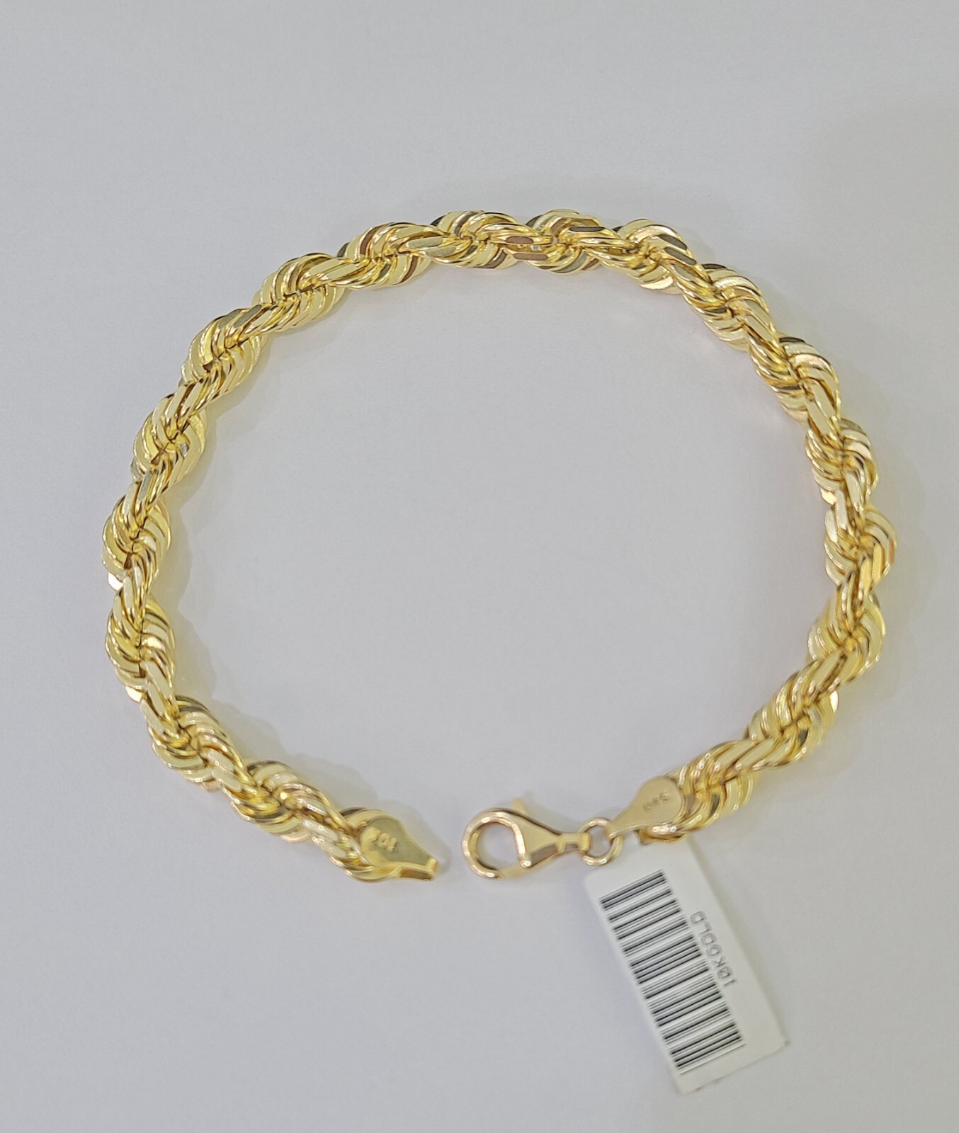 10K Yellow Gold 7.5″ 8″ 8.5″ 9″ Rope Bracelet Solid 7mm Men Women Diamond Cut
