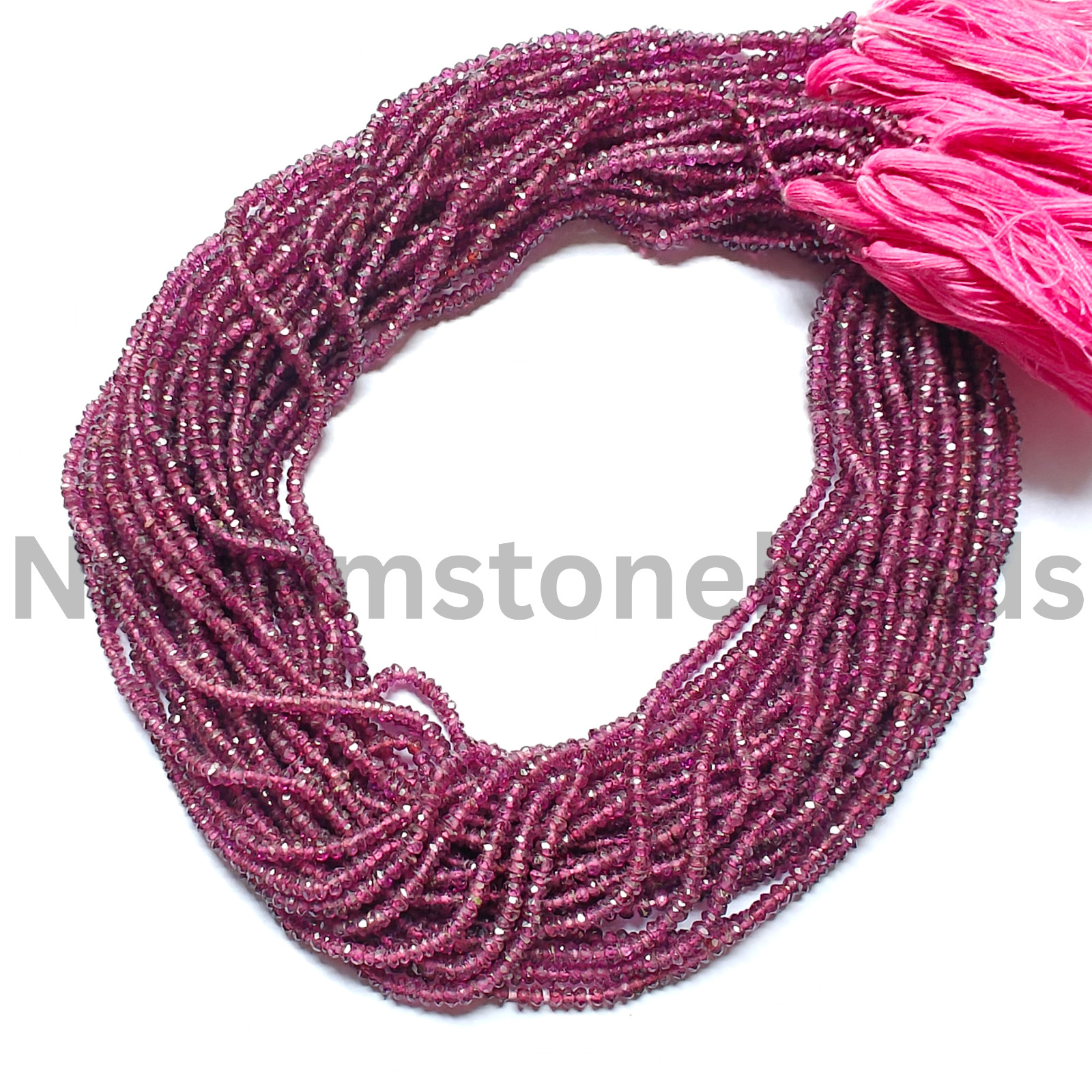 Natural Rhodolite Pink Garnet Beads, Faceted Rondelle Cut Stone, 2.50-2.75 MM.