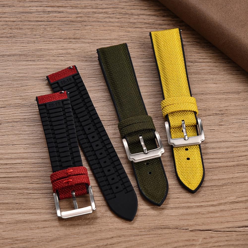 Silicone Sailcloth Watch Strap 18mm 19mm 20mm 21mm 22mm Quick Release Band