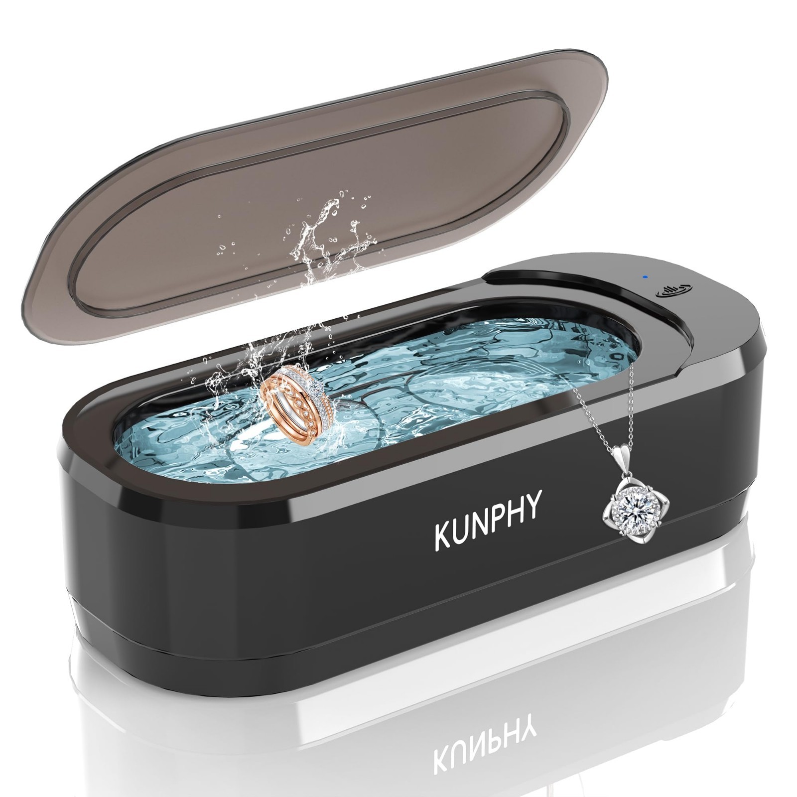 Ultrasonic Jewelry Cleaner 12oz 46KHz Sonic Cleaner for Rings, Glasses, Dentures