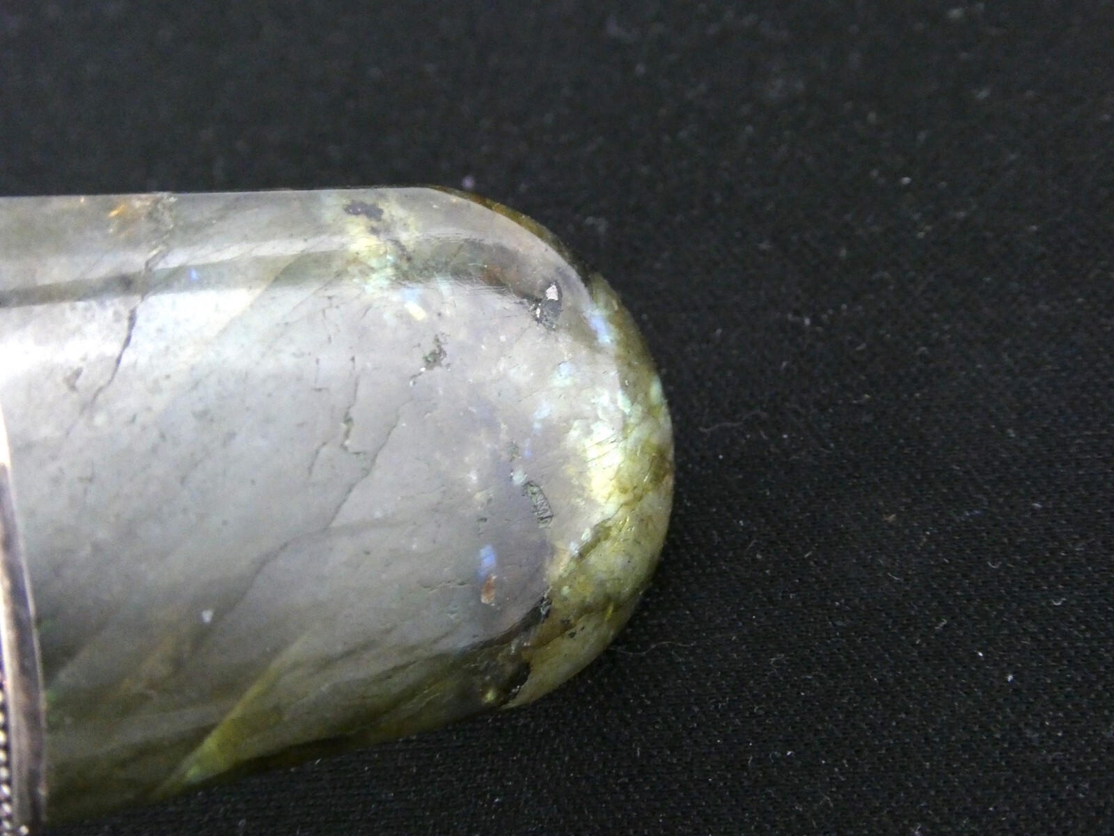 Sterling Silver Pink Tourmaline Slice Labradorite Moonstone Pendant 925 24.2g