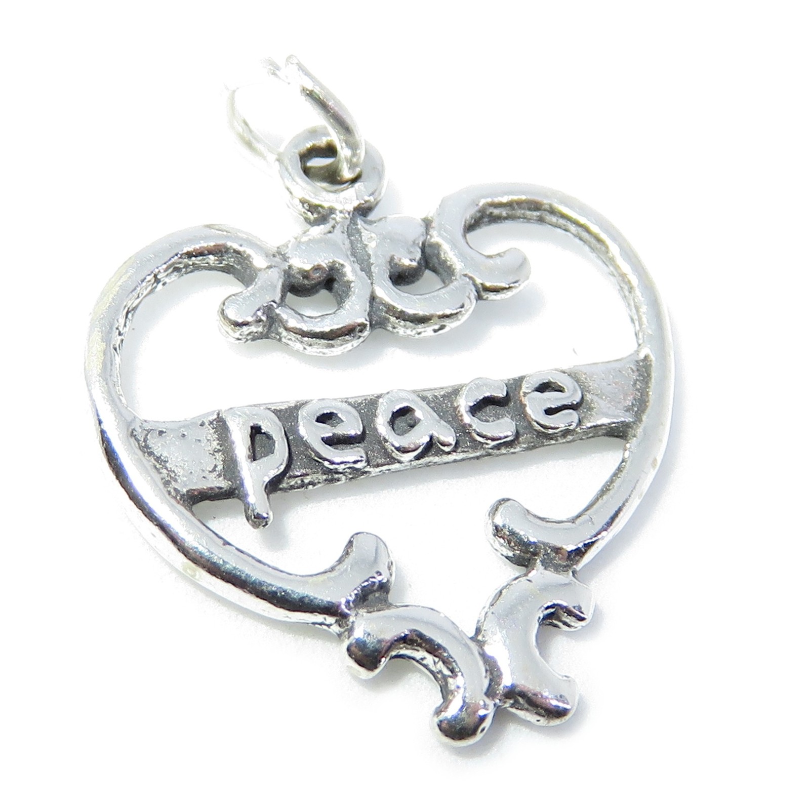 Peace sterling silver charm pendant .925 x 1 Harmony and Love charms.