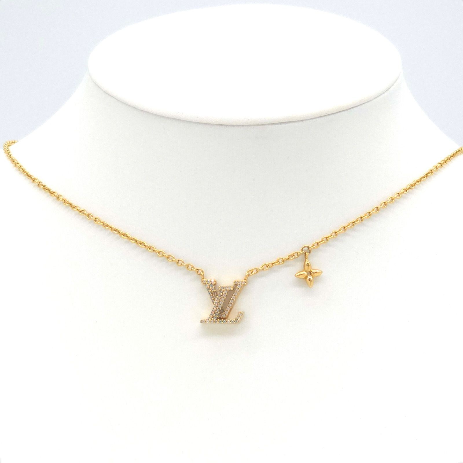 LOUIS VUITTON M00596 Necklace LV Iconic Length 42-47cm Gold Color Metal Strass