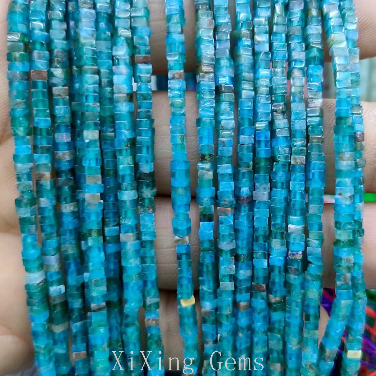 1x2mm Natural Blue Apatite Flat Square Disc Spacer Beads for Jewelry Making DIY