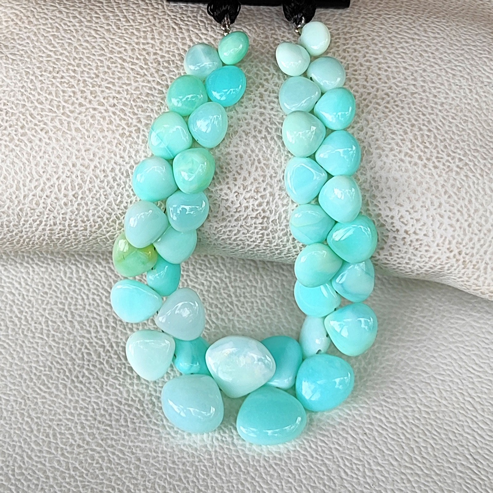 Peruvian Blue Opal Smooth Heart Beads 7-13mm Gemstone Beads 7″ Strand