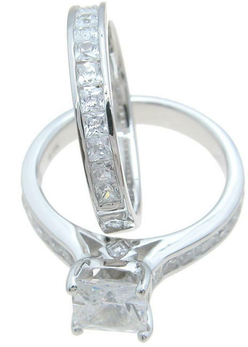 3.6C PRINCESS CUT DIAMOND SIMULATED WEDDING RING SET ENGAGEMENT BRIDAL SET 5-9