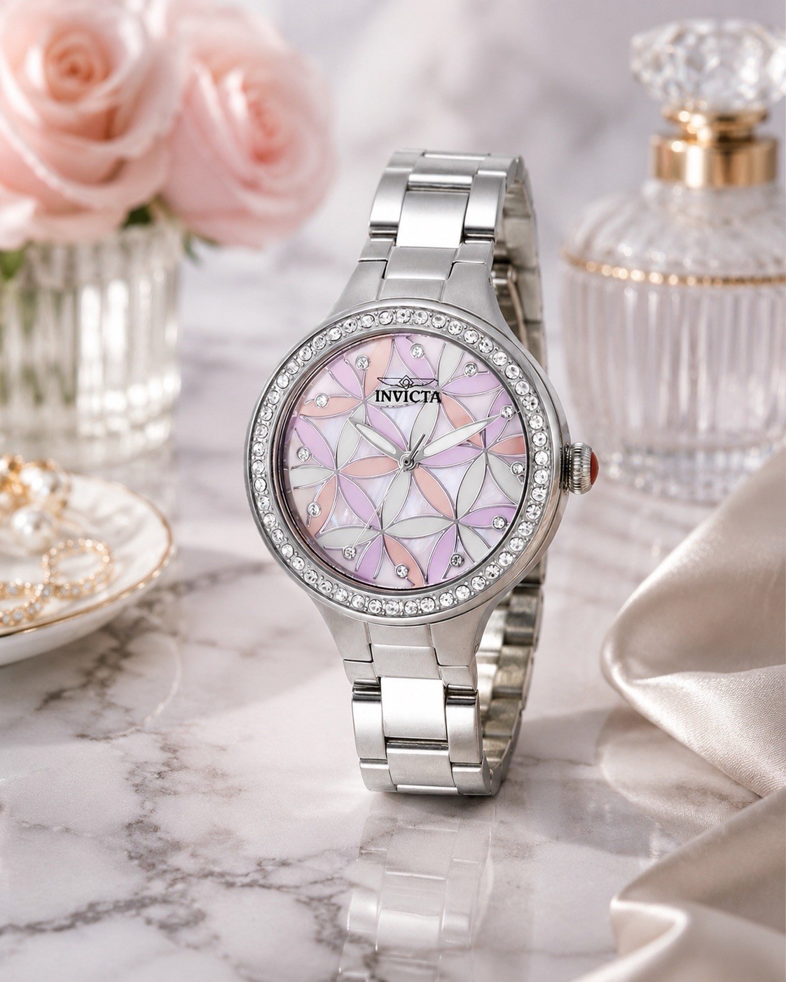 Invicta Wildflower Women’s Watch w/ Mother of Pearl Dial-34mm, Steel (28823)-NEW