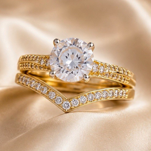 14k Yellow Gold Filled Round Adjustable Ring. Size 7-9