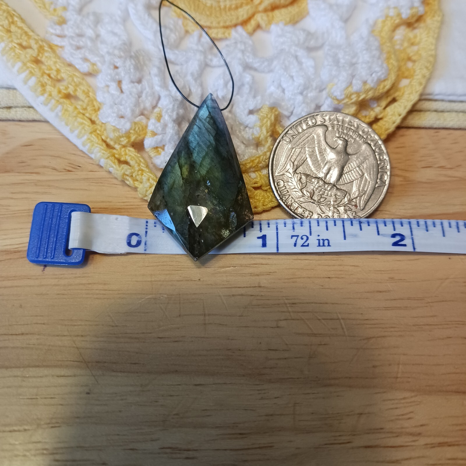 AAA Labradorite 35 Mm Faceted Kite Pendant Bead 7/8″ W x 1 1/2″ L x 3/8″ Thick