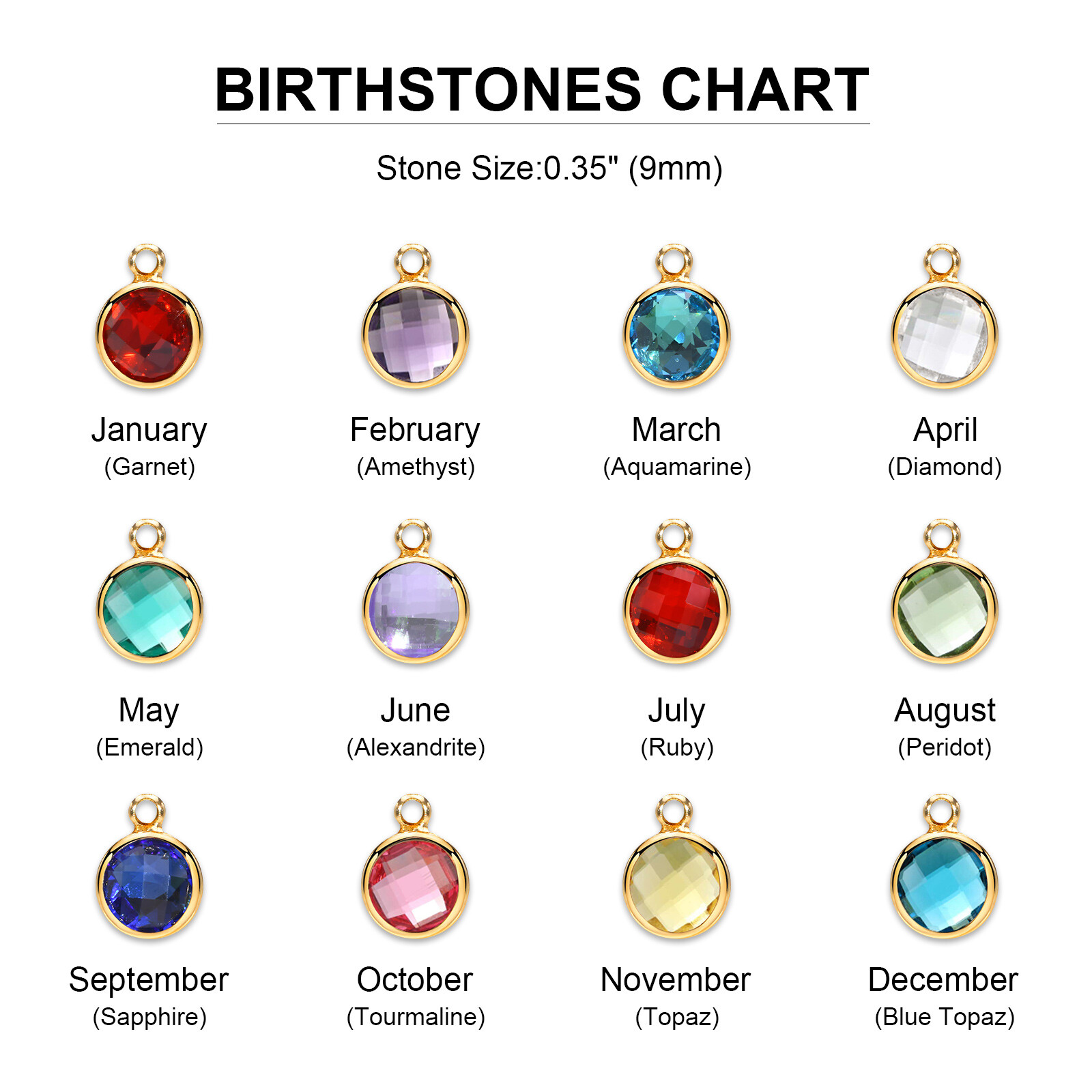 Vnox Personalized Name Necklace Custom Birthstone Pendant Stainless Steel Chain