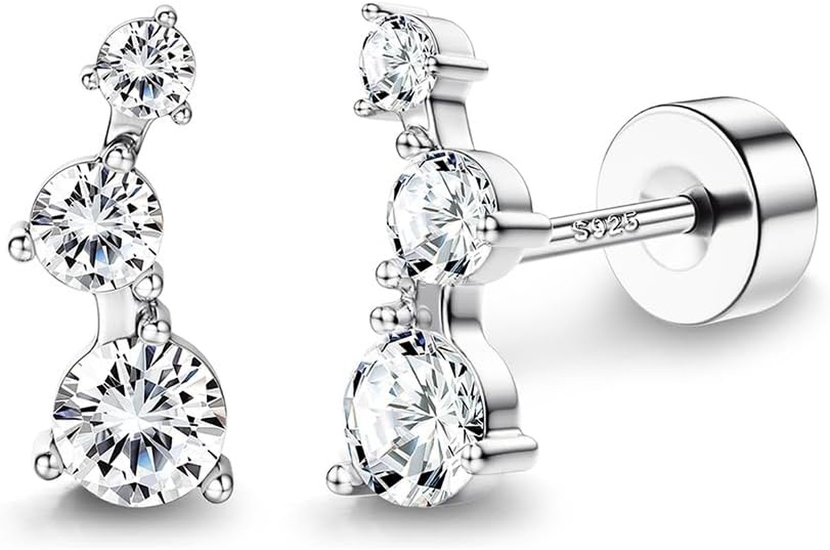 925 Sterling Silver Post Cartilage Earrings Hypoallergenic Flat Back Stud Earrin