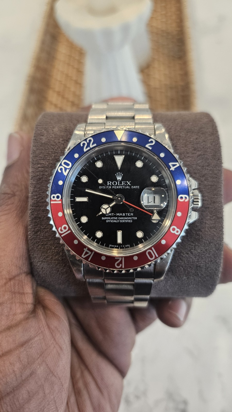 Rolex GMT-Master 16700 Silver Oyster Bracelet Blue and Red Bezel RSC Receipt