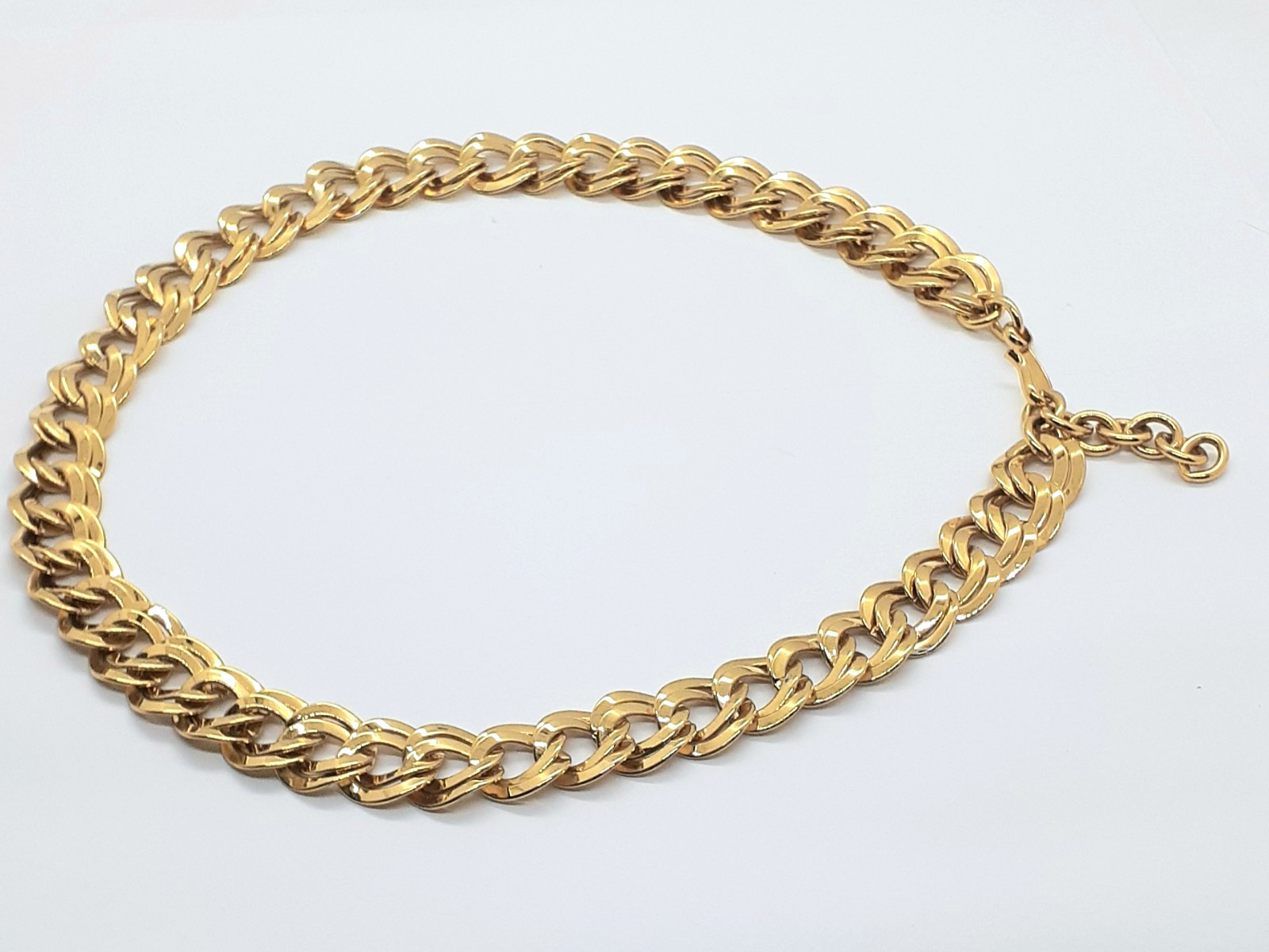 Vintage Monet Necklace Bold Double Curb Link Chain Gold Tone Signed 21”