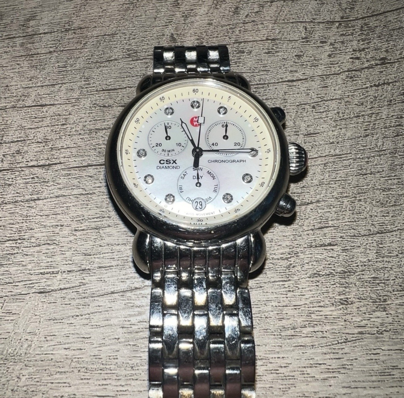 $1495 [N. MINT] Michele Women’s Watch MW03M00A0046 CSX MOP Diamond Dial Swiss