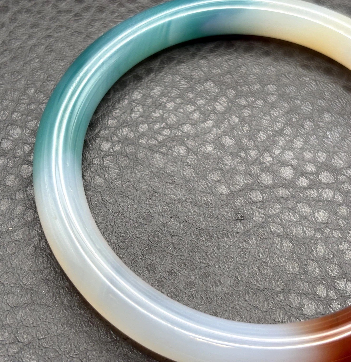 Vintage Multicolor Stone Bangle Bracelet Green Brown White Round 8.25”
