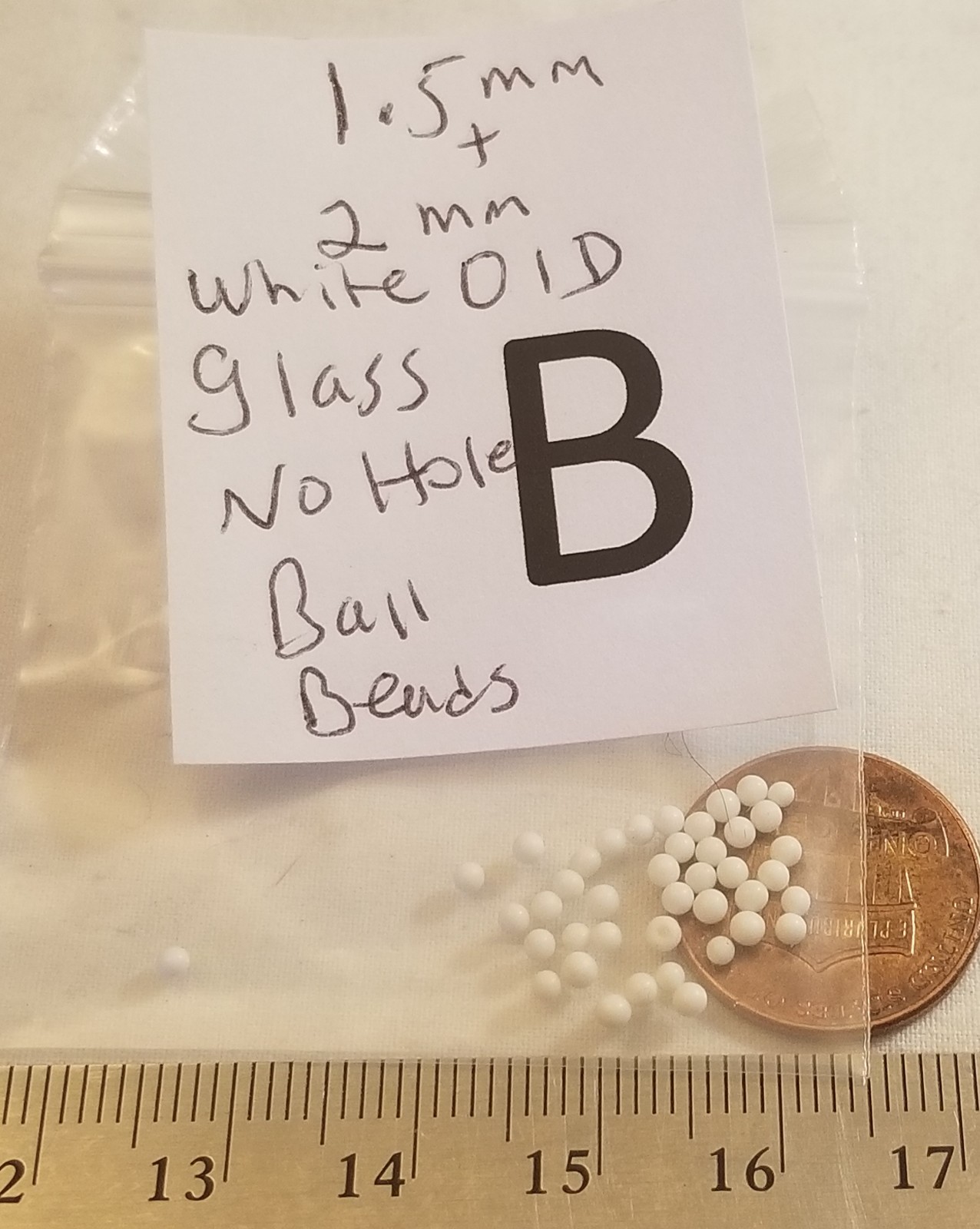 Vtg No Hole Mix White Glass & Plastic Ball Bead Jewelry Repair Craft Rhinestone