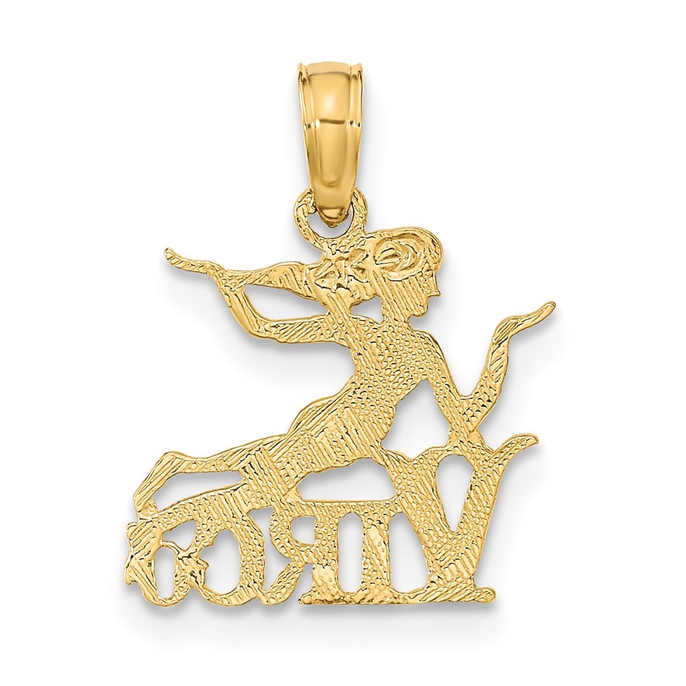 10K Yellow Gold VIRGO Zodiac Fancy Charm Pendant L-17.4mm, W-13.7mm