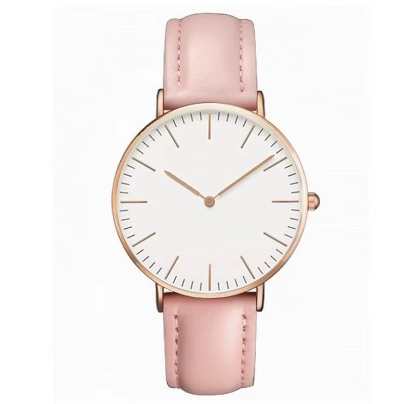 Luxury Women’s Watch Rose Gold Shell Dial Leather Strap Fashion Gift