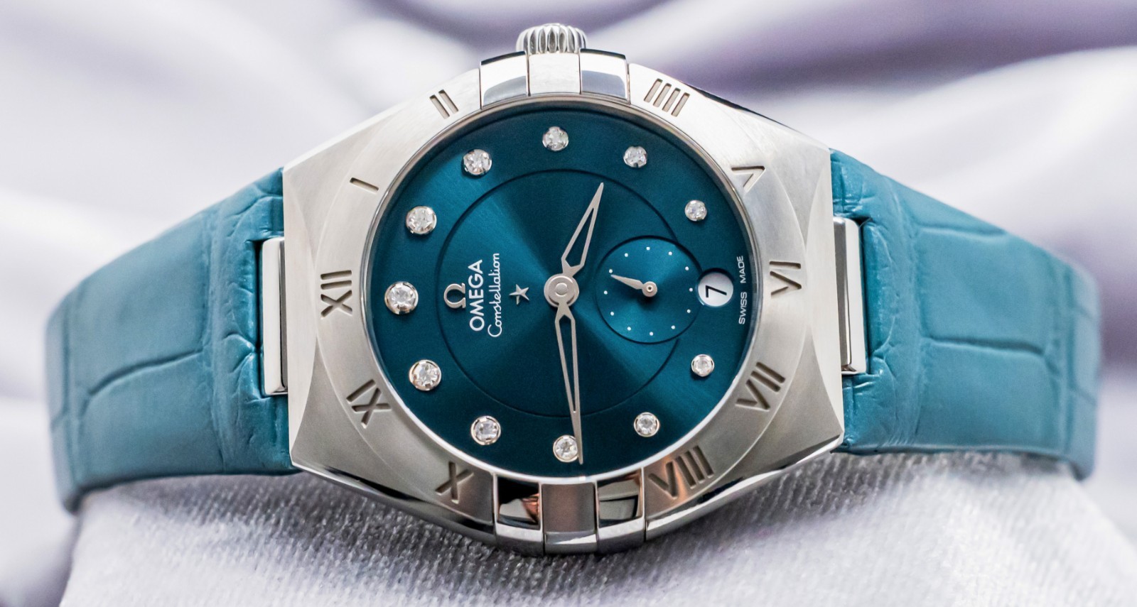 Omega Constellation 34mm Peacock Blue Diamond Dial eBay Live 131.13.34.20.53.001