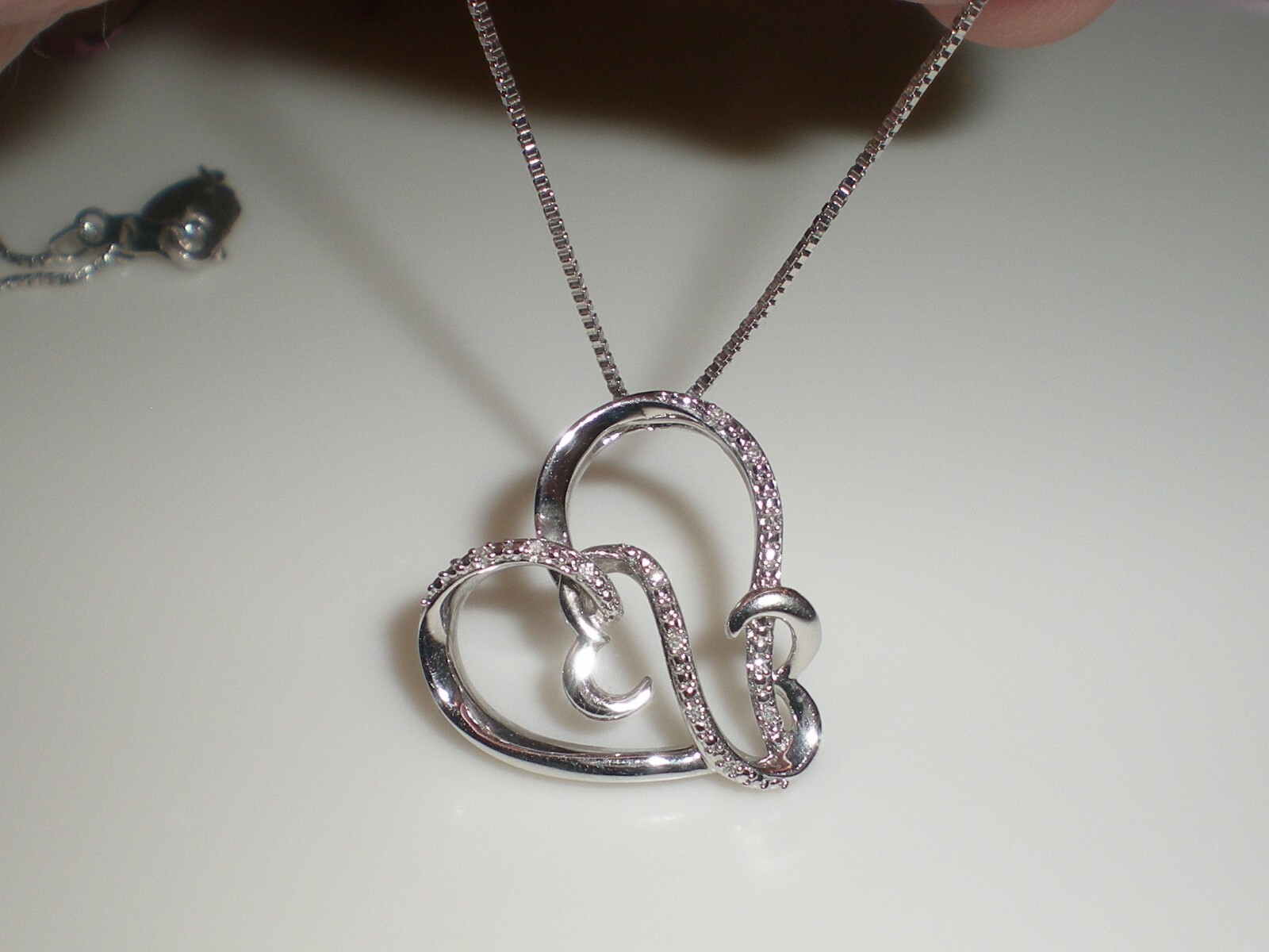Jane Seymour Open Hearts SS Heart-Shape Diamond Accent Necklace 💎 KAY Jewelers