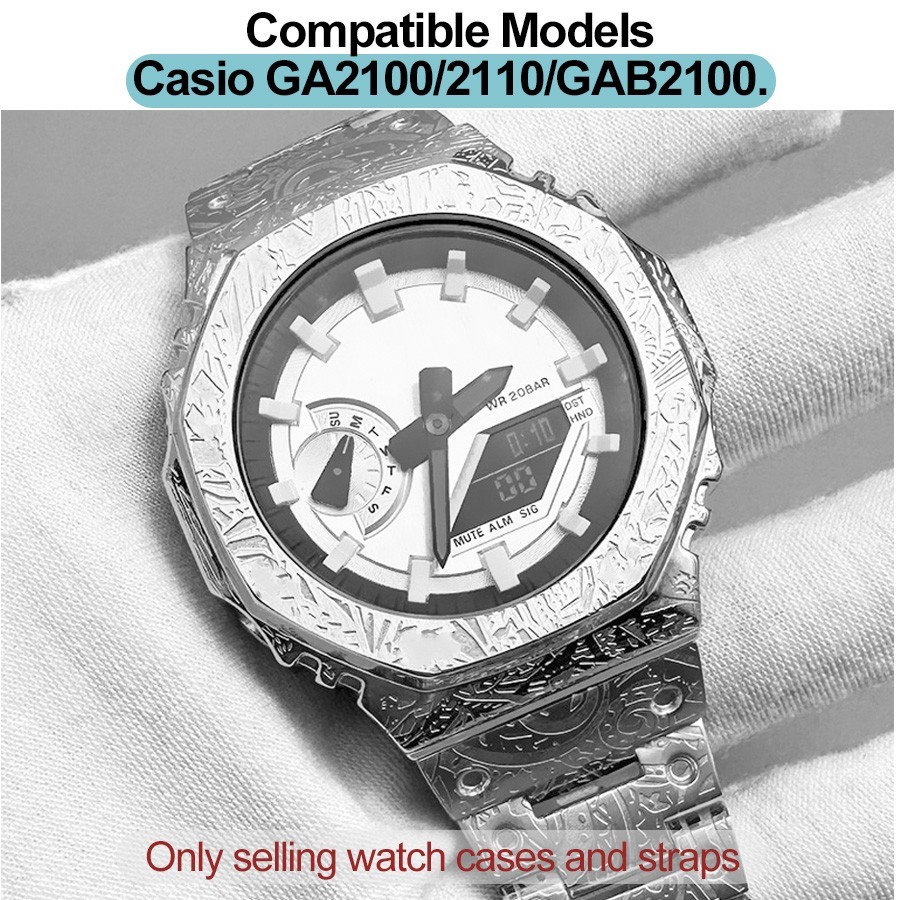 Stainless Steel Case Band Mod Kit Replacement For Casio G-Shock GA2100 GA2110
