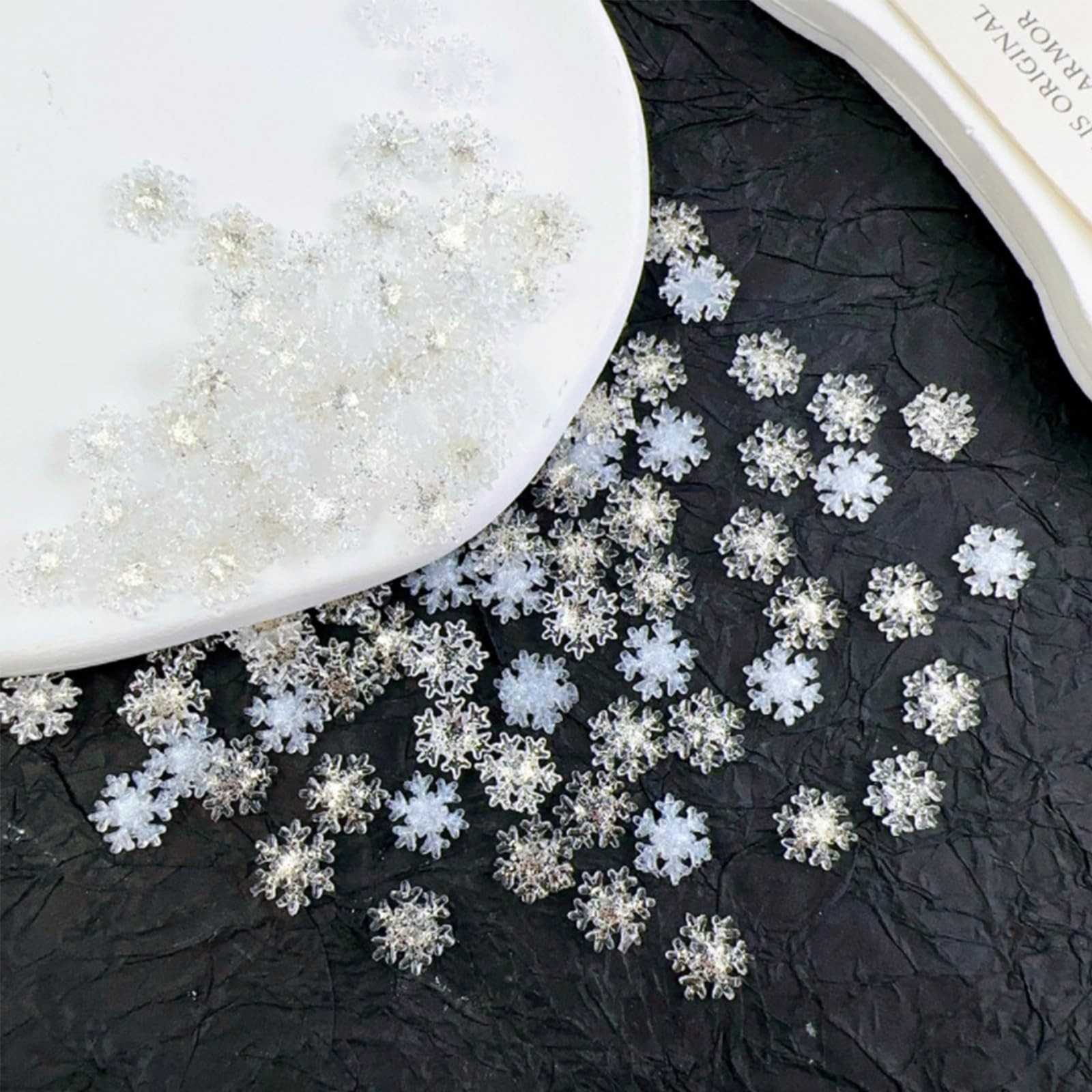100pcs Snowflake Nail Art Decorations Christmas Iridescent Nail Art Charms Wh…