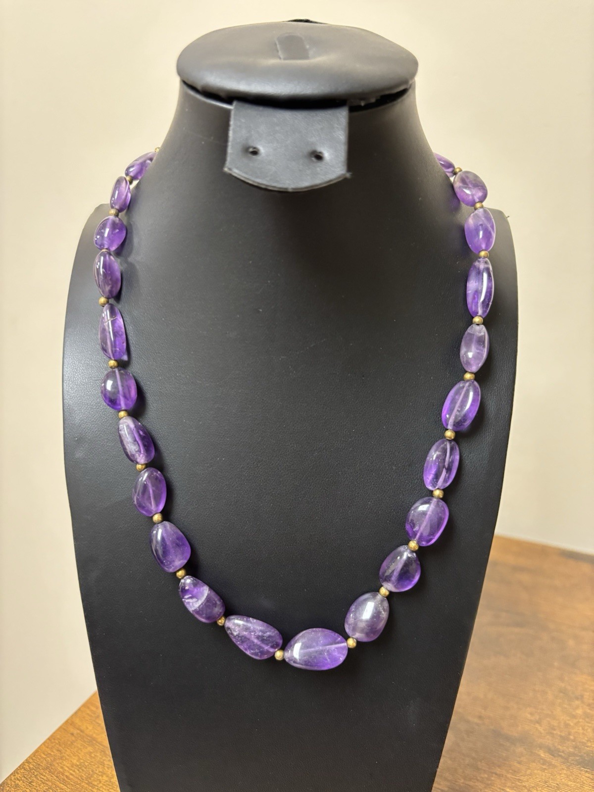 Vintage Sign Stauer Purple Amethyst Oval Beaded Necklace .