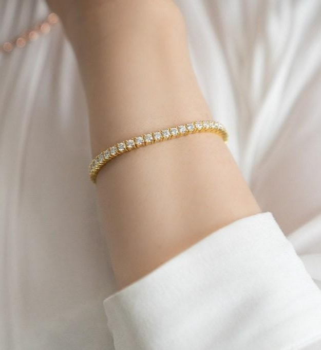 Christmas Gift Sale ! Round Natural Diamond Tennis Bracelet In 14k Yellow Gold