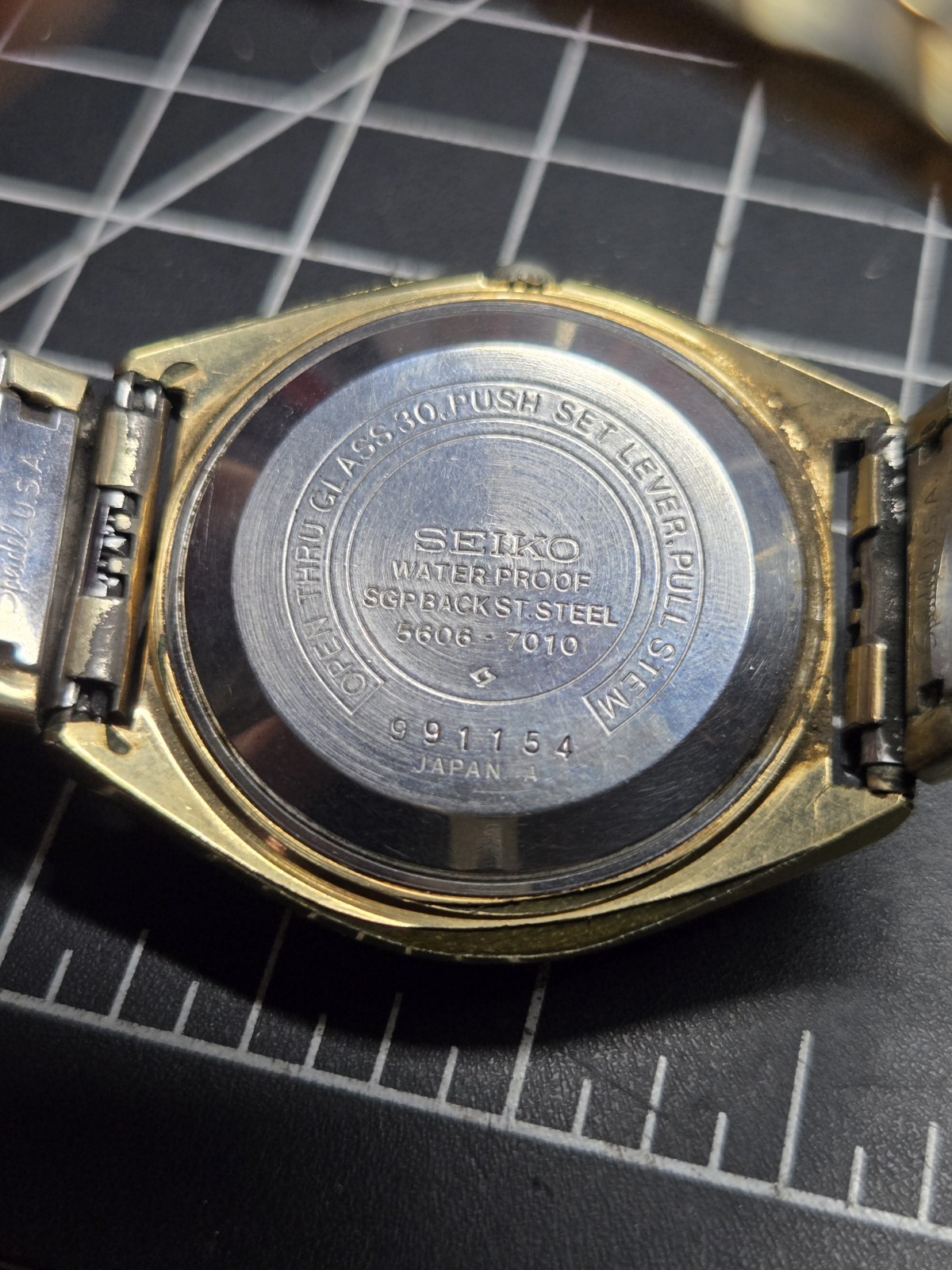 vtg seiko gold tone 5606 7010 automatic 25j 10k rgp band selfwinding