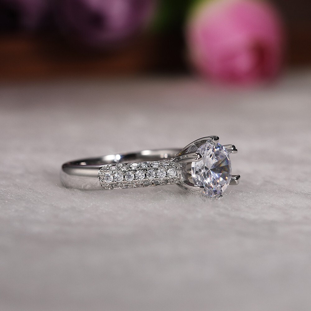 925 Silver Plated Designer Ring For Valentine Gift 1.6CT Simulated Diamond Rings