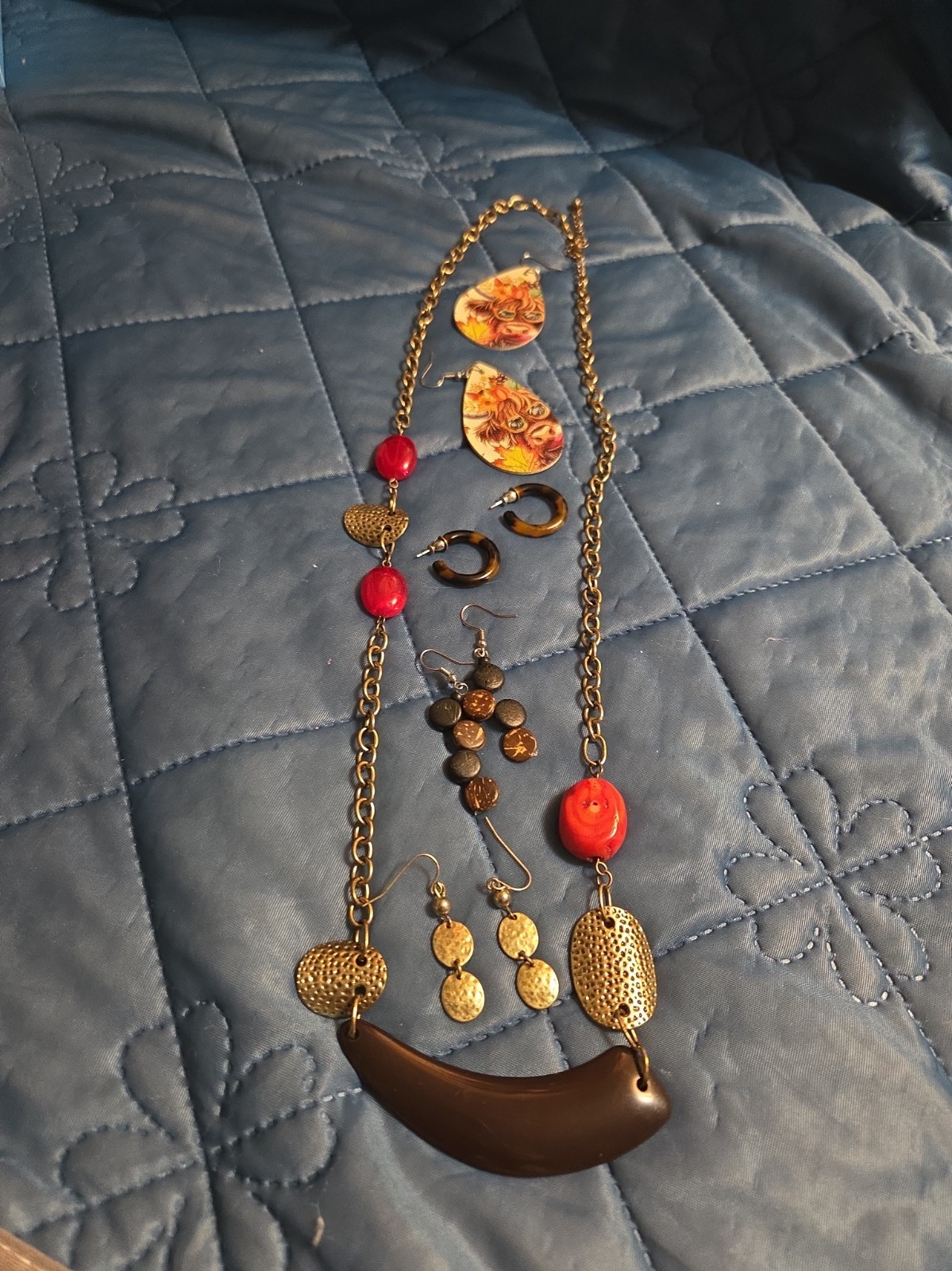 Necklace And 4 Earrings
