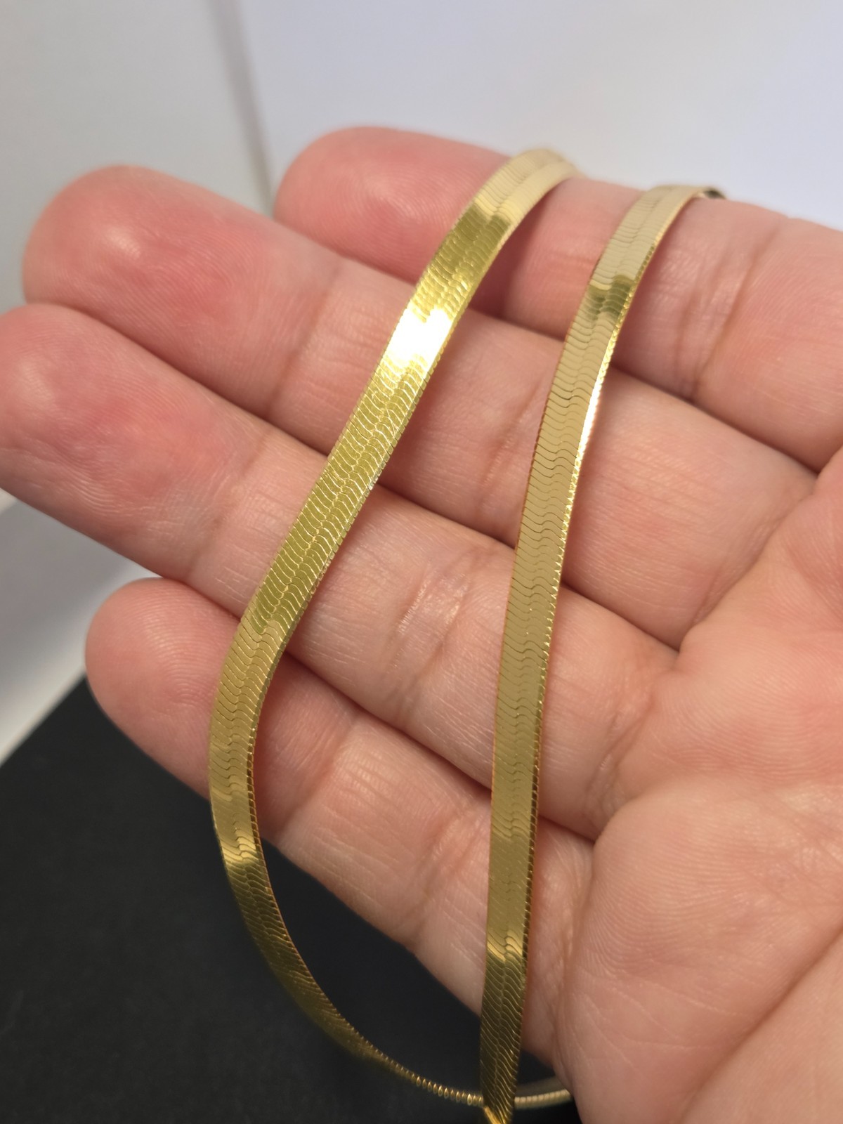 MILOR 5mm Gold over Sterling Silver Flat Herringbone Necklace 18″ Long 925 ITALY