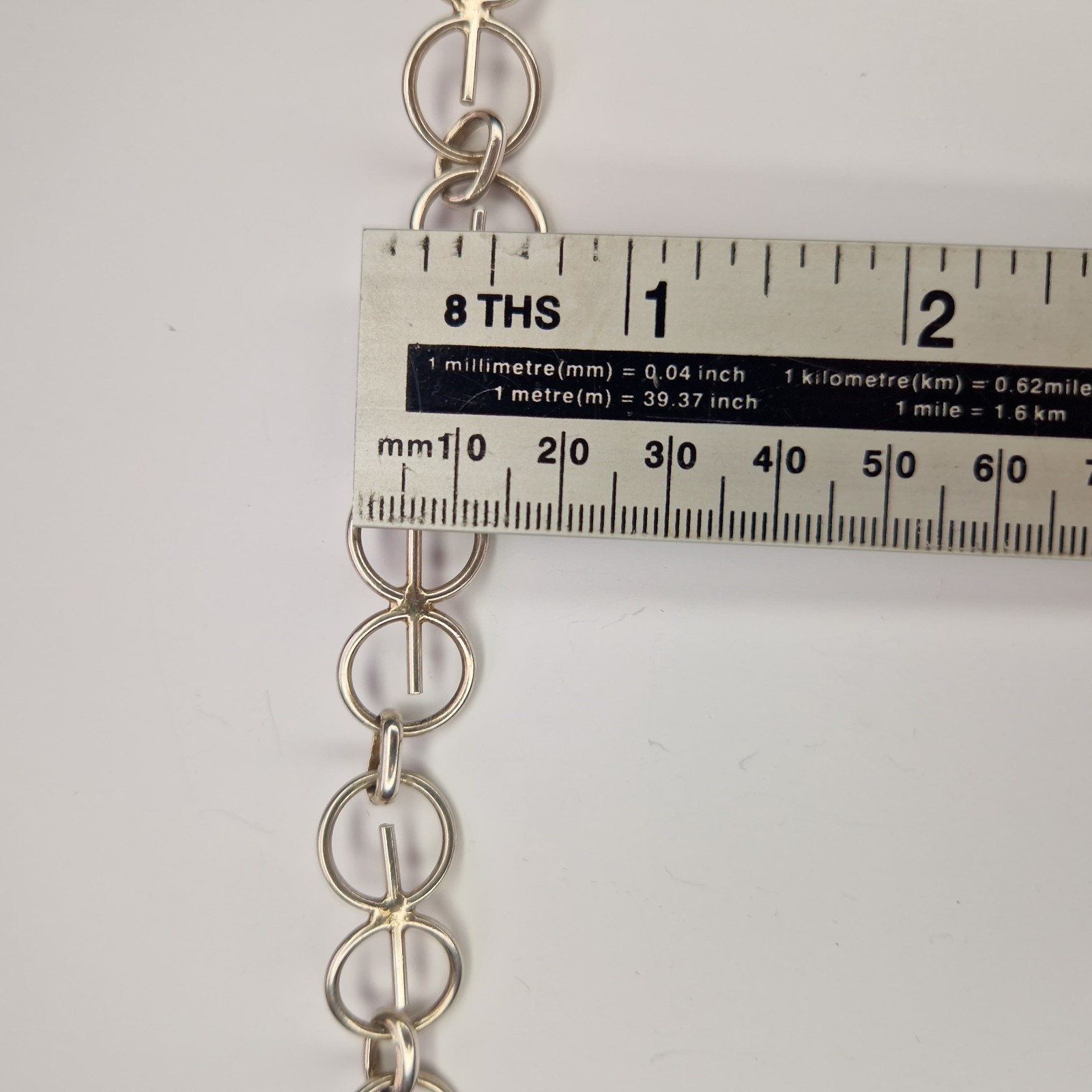 Modernist Scandinavian Bracelet 800 Silver Continental Locked Circles 21.5cm