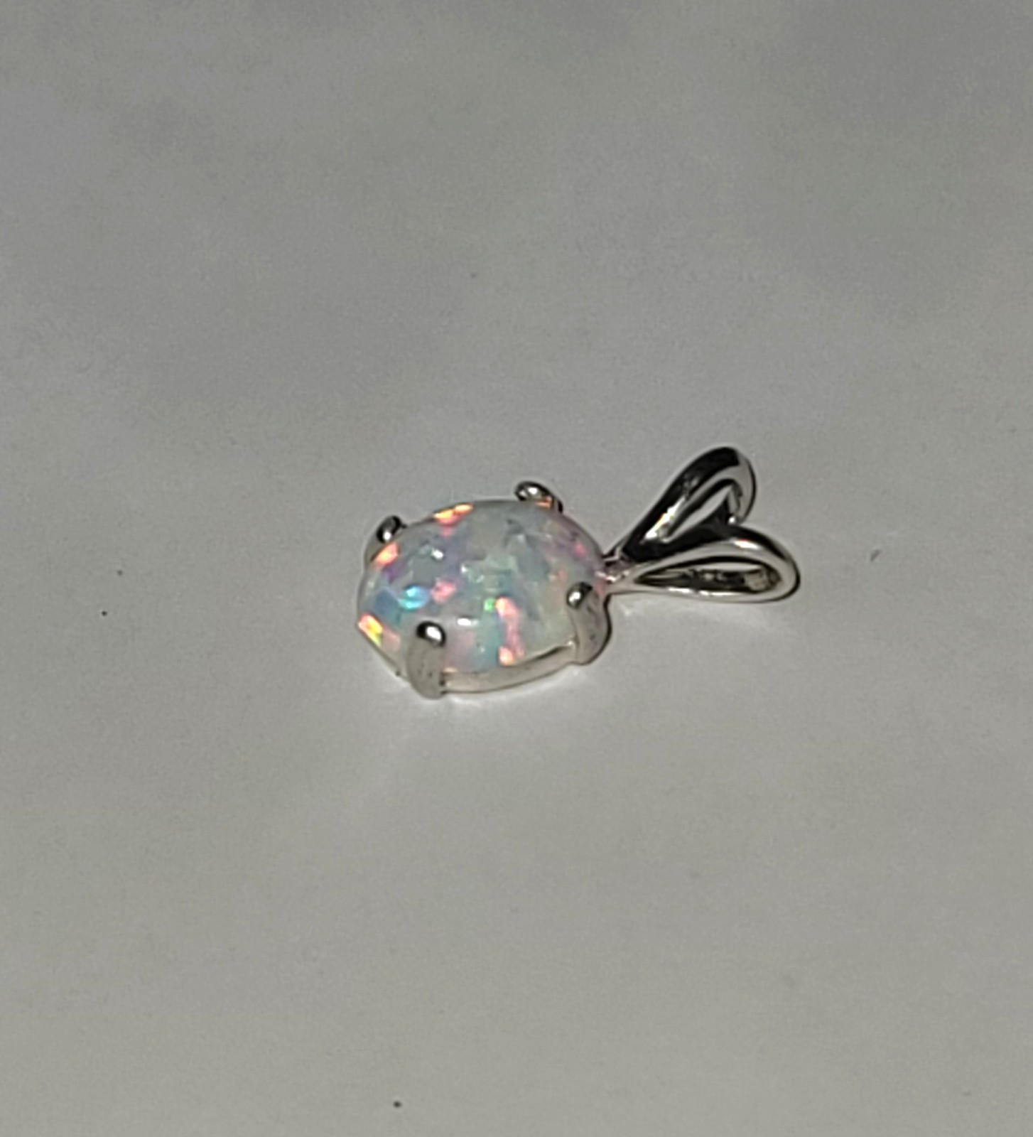 Australian Fire Opal Pendant Natural 8×6 Oval 925 Sterling Silver (SEE DETAILS)