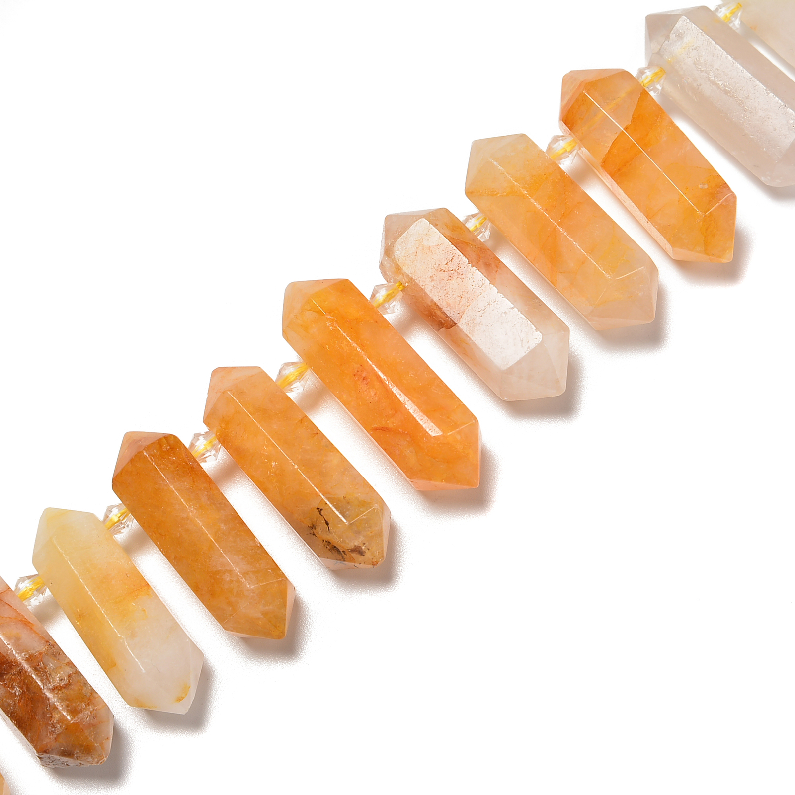 Golden Rutilated Quartz Graduated Top Drill Points Beads 25-50mm 15.5″ Strand