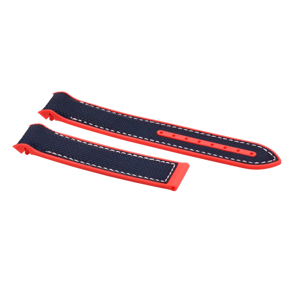 20mm Blue Red Nylon Rubber Replacement Strap White Stitching For Omega Seamaster