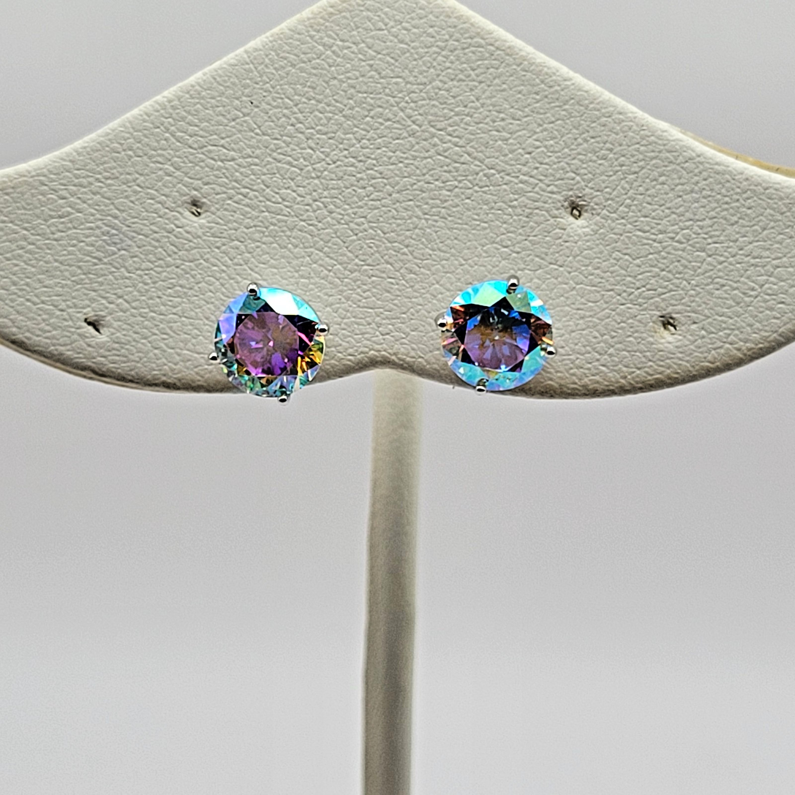 JTV Bella Luce Aurora Borealis Collection Sterling Silver Solitaire Earrings