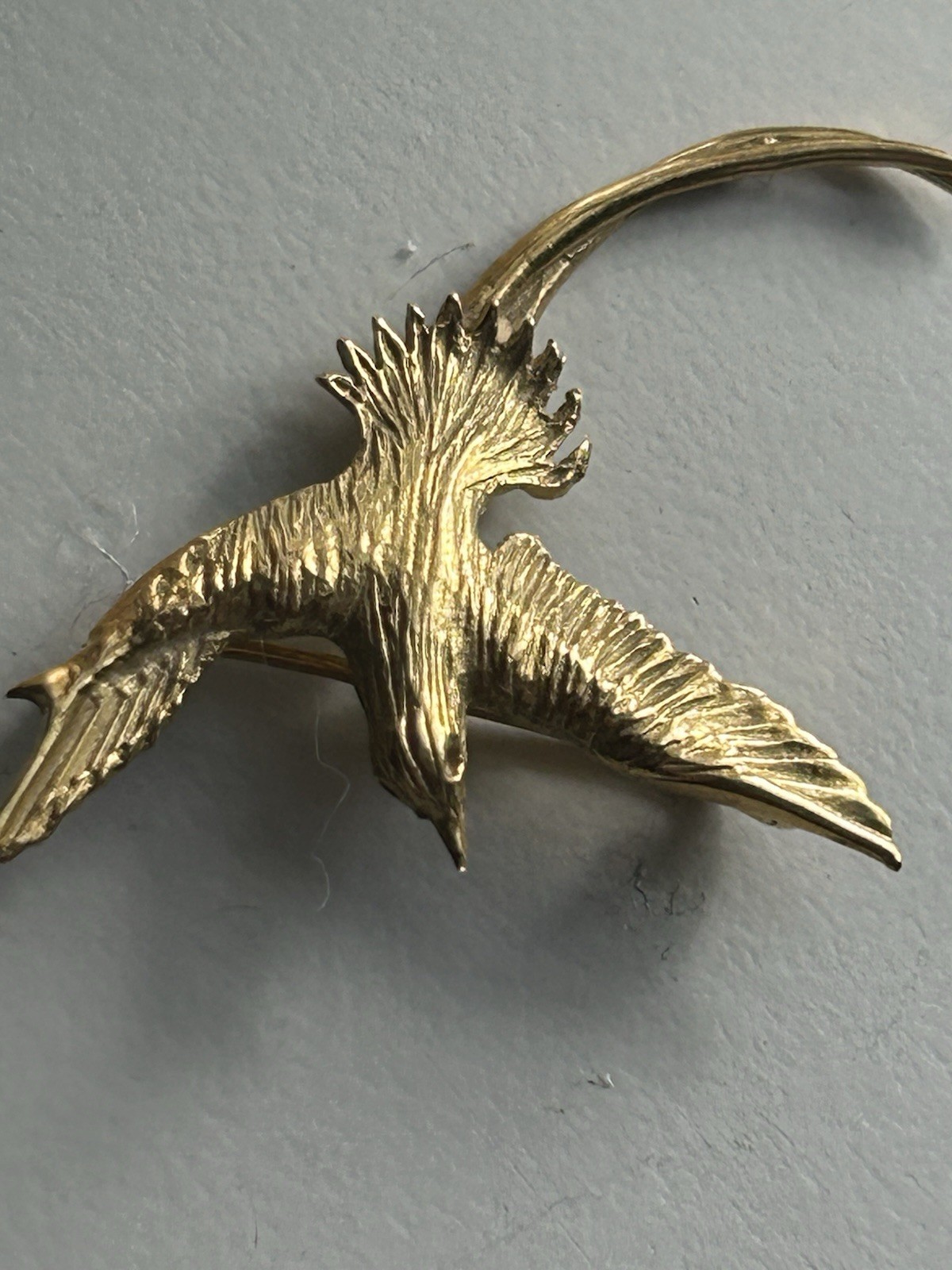 Gold 14k Long Tail Bermuda Bird Brooch Pin, No Stone, Birds Theme, Unisex Adults