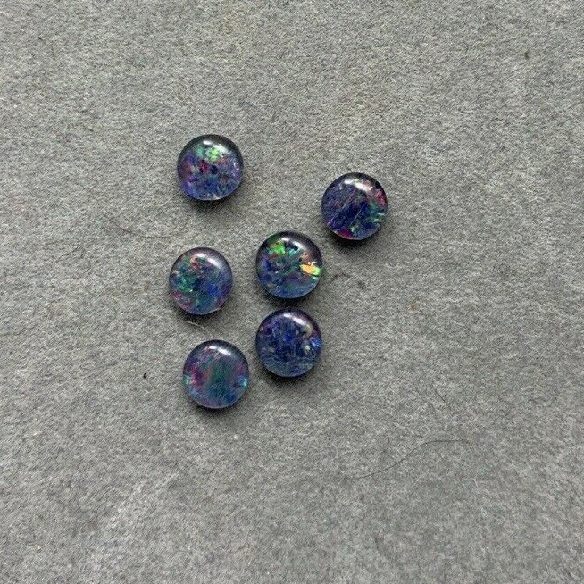 Semiprecious Australian Black opal Cabochon triplet 2 pc 4-5mm approx