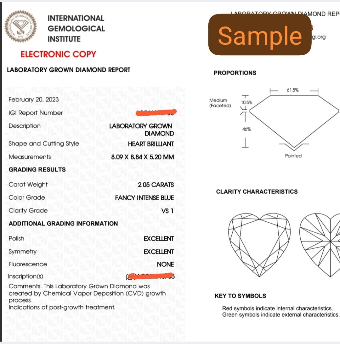 IGI Certified 2 Ct Heart Shape Pink Lab Grown Diamond Fancy Intense VS1