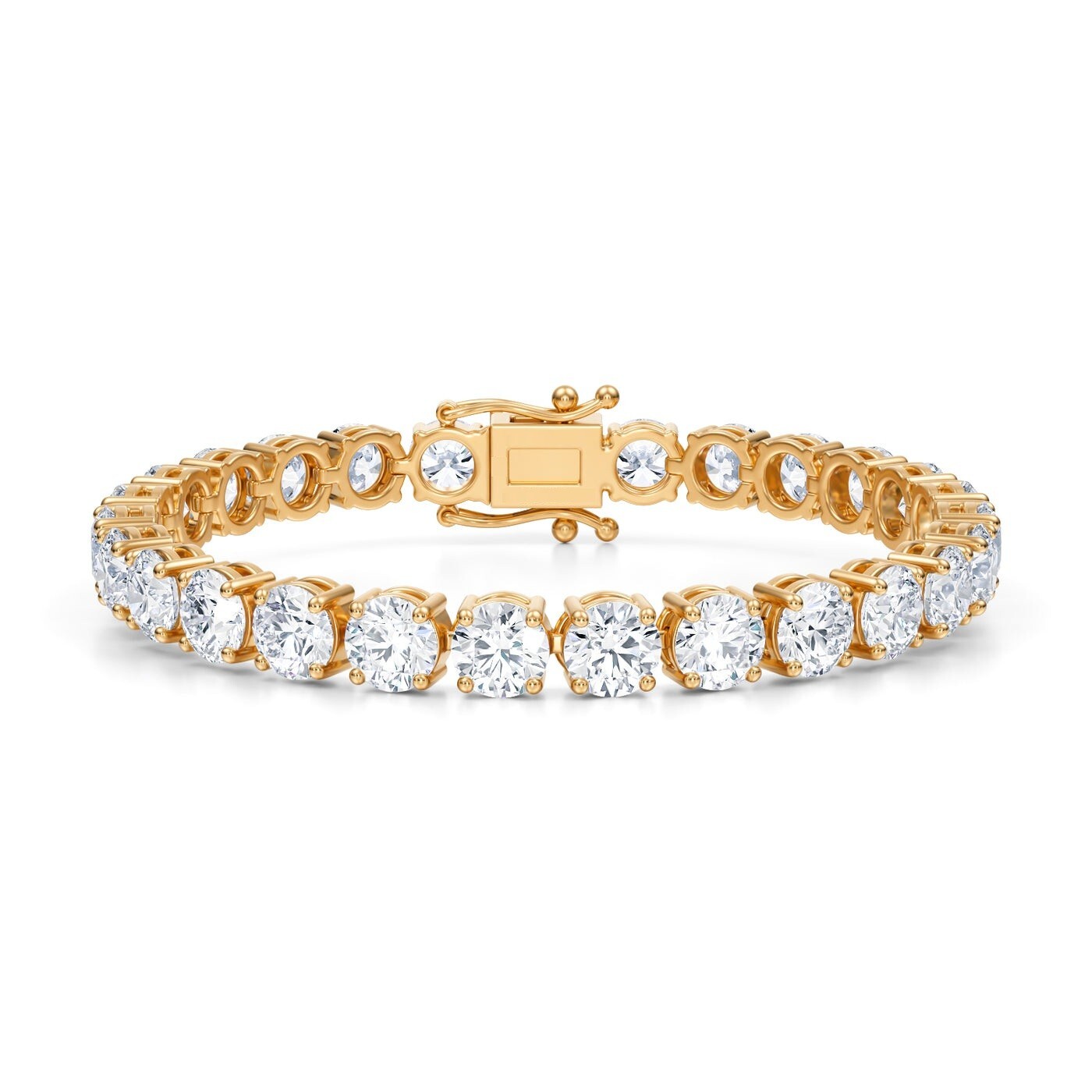 22.50 Carat Lab Grown Diamond Tennis Bracelet in 14k Yellow Gold, D VS