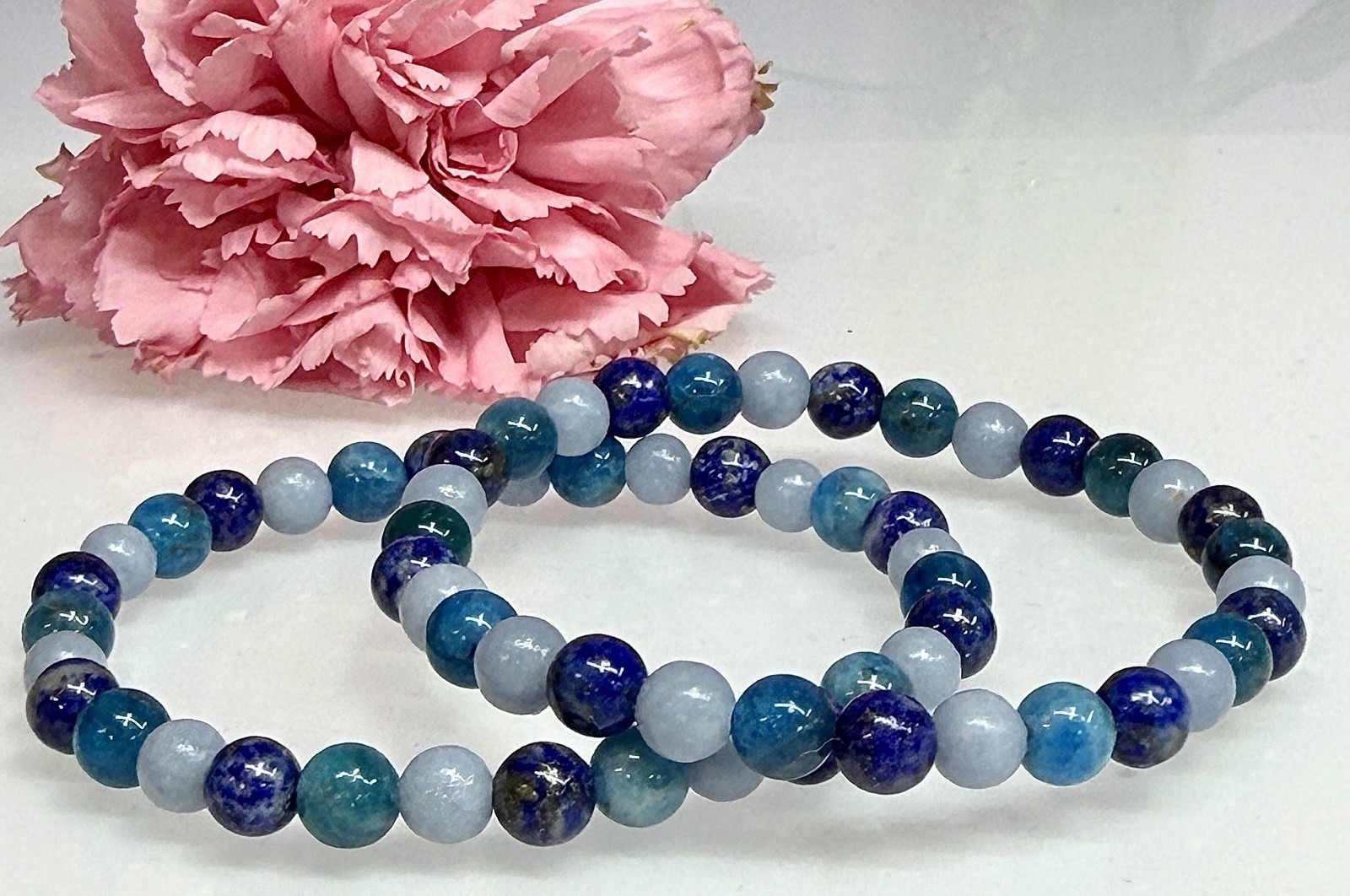 Wholesale 6 Pcs Natural Mix Crystal 6mm 7.5” Stretch Bracelet