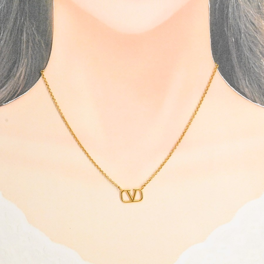 Valentino Necklace Gold Plated Chain Length 65.5/75.5cm Charm W15xH9mm For Women